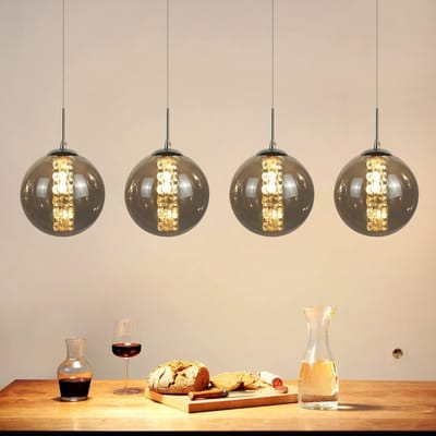 NETTLIFE Hanglamp modern - 4xG9 - glazen - grijs - hoogte verstelbaar - 70cm - incl. lichtbron - voor keuken woonkamer slaapkamer hal