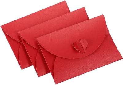 50 Mini Envelopes met Hartvormige Sluiting | Kleine Cadeaukaarten Houder voor Bruiloften, Feestjes en Boetieks (Rood)