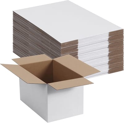 Kleine verzenddozen 8x8x4 Inch - Set van 40 witte golfkartonnen dozen voor verzenden, verhuizen en opslaan