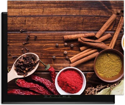 KitchenArt - Warm Spice Harmony – Inductie Beschermer - 76x51.5 cm - Kookplaat Beschermer - Luxe Afdekplaat Inductieplaat - Anti-slip & Oprolbaar - Beschermmat Inductiekookplaat