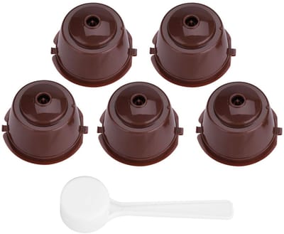 Dailygoods- Koffiecapsulefilter 5 Stuks - Herbruikbare Koffiecapsules - Roestvrij Staal - Food Grade PP - Capaciteit 11g - Schokbestendig - Koffiecapsule