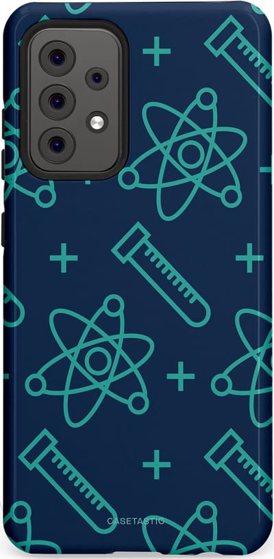 Casetastic hoesje geschikt voor Samsung Galaxy A52 (2021) 5G / Samsung Galaxy A52 (2021) 4G - Dubbellaagse bescherming - Atomen Creaties - Fashion Case - Donkerblauw Turquoise