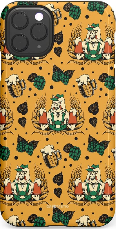 Casetastic hoesje geschikt voor Apple iPhone 11 Pro Max - Dubbellaagse bescherming - Oktoberpret - Fashion Case - Goud Taupe Donkergroen Donkergrijs