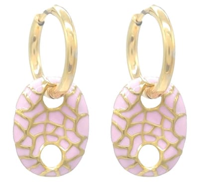 Oorbellen - ringen - bedel - roze - goudkleurig - 3cm - cadeau - vrouwen - dames - hip - tijdloos - feest - chique
