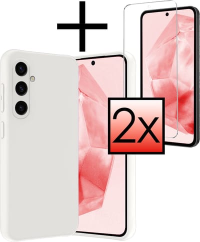 Hoesje - Met 2x Screenprotector - Geschikt voor Samsung Galaxy A35 - Sterk & Shockproof - Back Cover - Siliconen Case - Telefoon Hoes - Wit