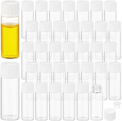 Dailygoods - BENECREAT 50 stuks witte glazen ampullen met schroefdop, kleine flesjes met etherische olie, navulbare monsterhouder voor aromatherapie en doe-het-zelvers, 50 stuks