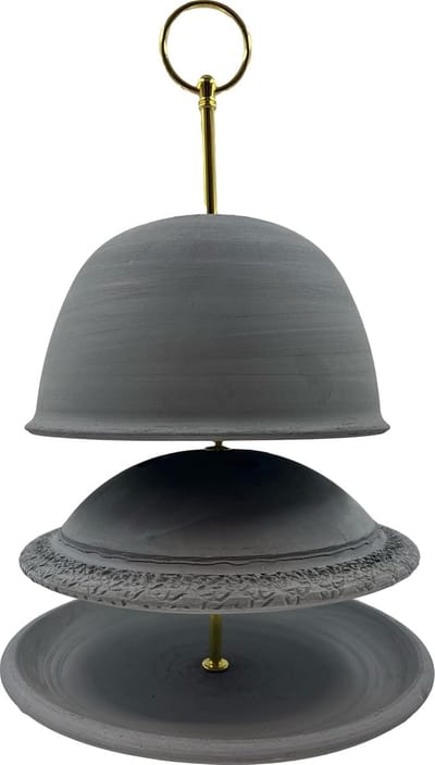 Theelichtkachel Keramiek - Alternatieve Verwarming - Extra Warmte Creëren - Handgemaakt Duits Aardewerk - 21x21x33cm - Grijs