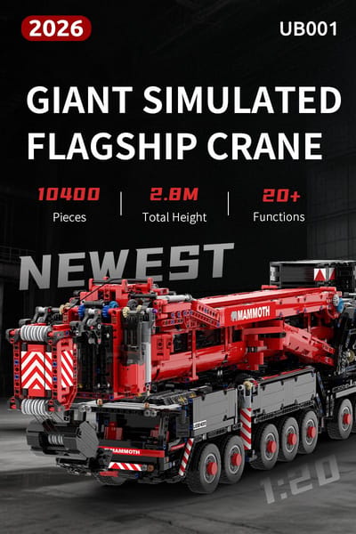 Ubricks E1001 2026 5V 2,8m Liebherr Ltm11200 Mobiele Kraan Model Afstandsbediening Moc 10400 PCS