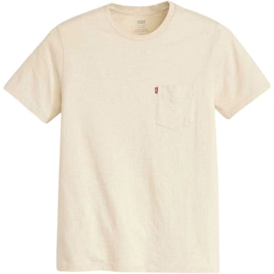 Levis Klassiek T-shirt met zak voor heren, zware kwaliteit (Crème)