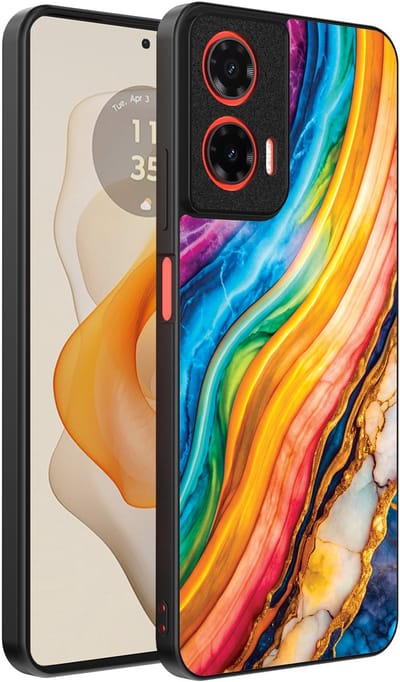 Smartphonica Telefoonhoesje Geschikt voor Motorola Moto G Stylus 2024 met Regenboog Goud Marmer Opdruk - TPU Backcover Case Rainbow Gold Marble Design geschikt voor Motorola Moto G Stylus 2024
