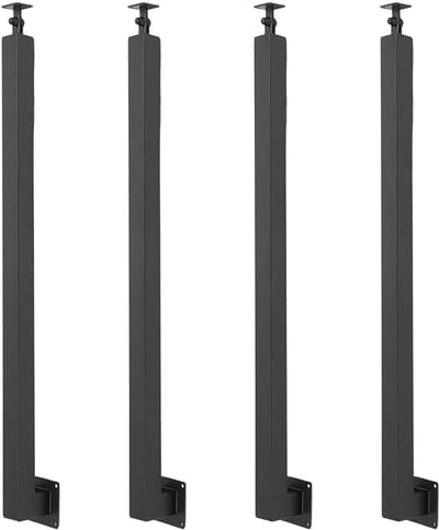 Trapleuningpalen Set - Metalen Steunpalen - Zijmontage Terras - Verstelbare Hoek - 90cm Hoog - Zwart