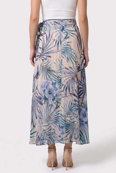 GUESS  Eco New Romana Skirt Fiji Palm Print Size: XS | Maxi Skirts Outlet | Dames | Blauw