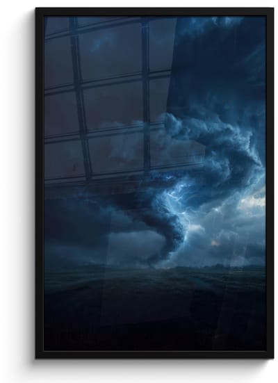 Poster in lijst - Fotolijst 60x90 cm - Posters - Tornado - Duister - Wolken - Posterlijst zwart - Decoratie - Wanddecoratie woonkamer - Muurdecoratie slaapkamer