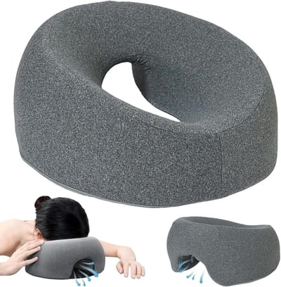 Ergonomisch gezichtskussen van traagschuim, ademend en wasbaar, ideaal voor massages, spa en cosmetische behandelingen, donkergrijs