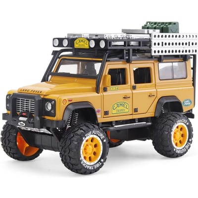 1:28 Land Rover Defender Camel Trophy Diecast Metaallegering Modelauto Geluid Licht Pull-Back Verzameling Speelgoed Cadeaus voor Kinderen A272