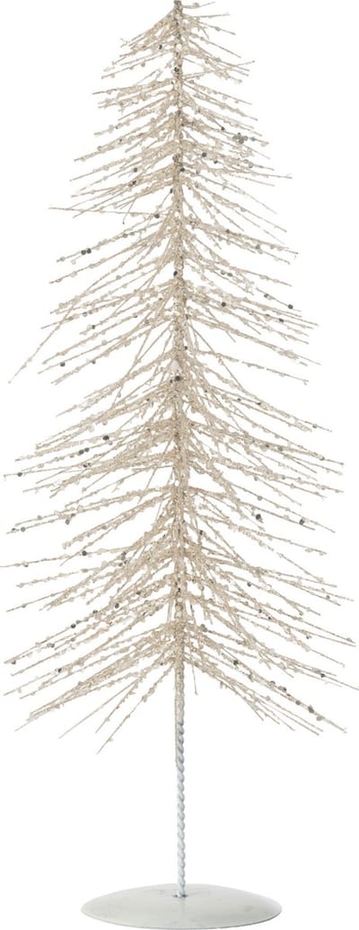J-Line decoratie Kerstboom Glitter metaal/kunststof - wit/zilver - medium