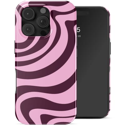 Selencia Hoesje - Geschikt voor Apple iPhone 16 Pro - Backcover - Wavy Swirl Pink Plum