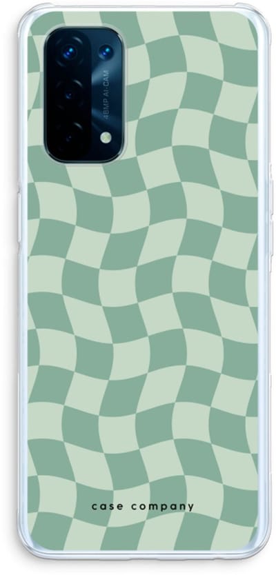 Case Company® - Hoesje geschikt voor Oppo A74 5G hoesje - Grid Groen - Soft Cover Telefoonhoesje - Bescherming aan alle Kanten en Schermrand