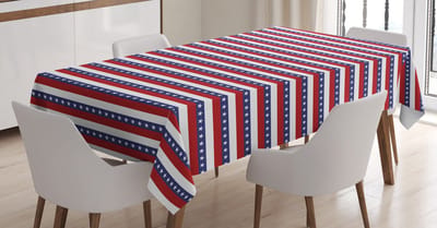 ABAKUHAUS 4 juli Tafelkleed – tafeldoek – paars-blauw, wit en robijn, 140x200 cm