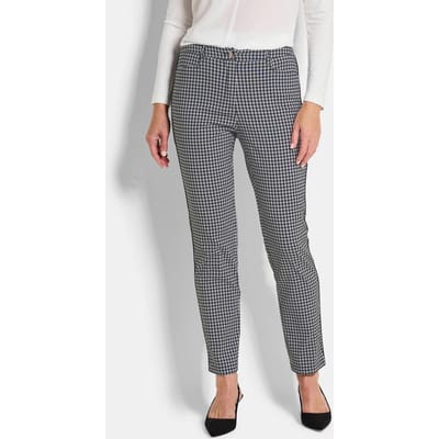 Vichy-broek LOUISA van seersucker - zwart / wit / gedess. - Gr. 44 van Goldner Fashion