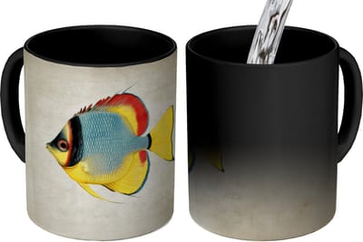 Magische Mok - Foto op Warmte Mokken - Koffiemok - Kleurrijk - Vis - Schubben - Illustratie - Magic Mok - Beker - 350 ML - Theemok