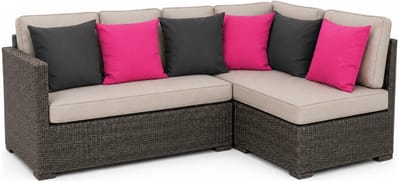Anna Collection Bank/sier/tuin kussens - binnen/buiten - set 6x stuks - fuchsia roze/antraciet grijs - 45 x 45 cm