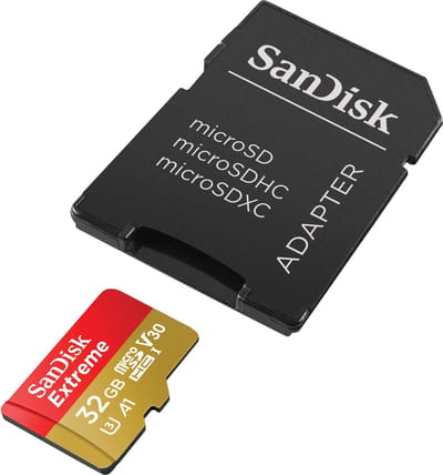 SanDisk Extreme® Action Cam microSDHC-kaart 32 GB Class 10, UHS-I, UHS-Class 3, v30 Video Speed Class Incl. SD-adapter, A1-vermogensstandaard