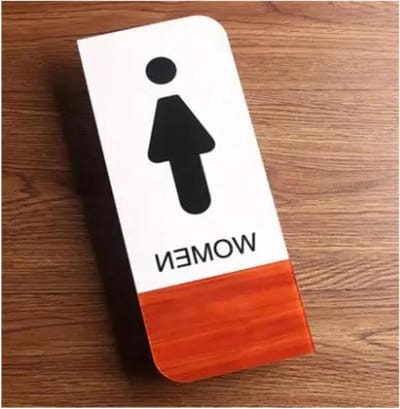 wc-bord Houtnerf - Toiletbordje Deur - Aanwijzen Toiletten - Krasbestendige Print - 10x24cm - Houtnerf