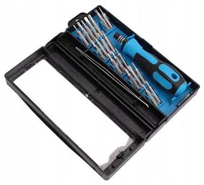 Schroevendraaier met bitset - 22 delig - gereedschapset - soft grip - precisie - schroevendraaier set - Kruis Platte kop - Mini schroevendraaier - Kleine schroevendraaier - Bits Bit Houder set + Pincet - Blauw 22 Delig