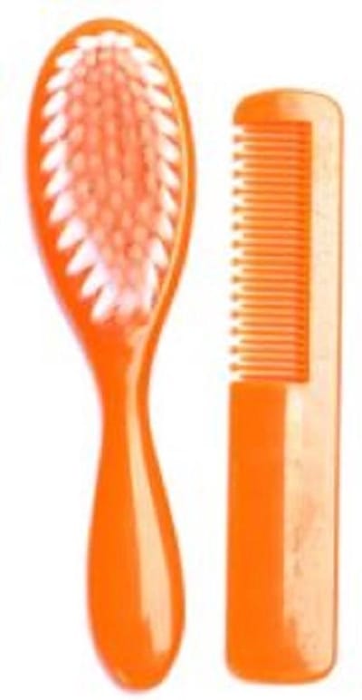 Babyborstel en Babykam - Zachte haartjes - Voor Baby`s - Oranje