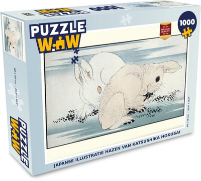 Puzzel Japanse illustratie hazen van Katsushika Hokusai - Legpuzzel - Puzzel 1000 stukjes volwassenen