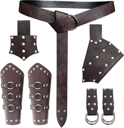 Middeleeuws Viking Kostuum voor Mannen en Vrouwen met Accessoires, Zwaardhouder, Riem en Armrails voor Vintage Renaissance Cosplay en Feestjes