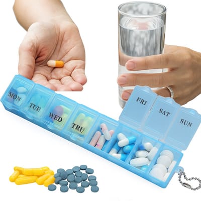 Medicijn Bewaardoosjes 7 Dagen I Pillendoos I Pillendoosje I Pillenplanner I Met Dag aanduiding I 7 Vakken I Blauw