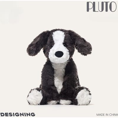Chiot Peluche Ultra Doux Adorable Assis Border Collie Renard Animal en Peluche Compagnon Câlin Cadeau pour Anniversaire Noël des Enfants About 24cm Tall black