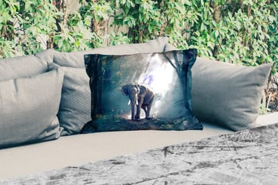 Buitenkussens - Tuin - Olifant - Dieren - Licht - Bos - Natuur - Wilde dieren - 50x30 cm