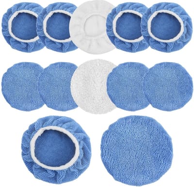 Dailygoody - Microfiber Polijstset - 12-delige set voor Polijsten en Waxen - Ideaal voor Auto - Polijstkappen voor Schoonmaken - Effectieve Reiniging