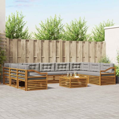 vidaXL - Buiten - bank - set - 10 - st - Natuurlijk - en - Licht - Grijs