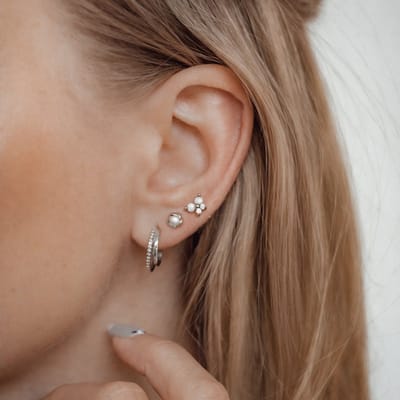Hey Happiness Parels & Edelstenen Oorstekers – Dames Oorbellen Cadeauset 925 Zilver – Set van 4 – Met Zoetwaterparels en Zirkonia – Zilver