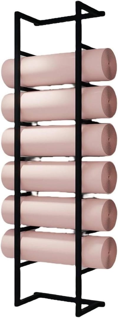 Yoga Mat Houder - Fitness Accessoire Rek - Opbergen Sportschool - Verstelbare Installatie - 54-160cm - Zwart