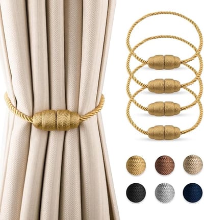 Magnetische Gordijnhouders 4 Stuks - Gouden Gebreide Gordijnsteun - Eenvoudig en Elegant - SnelShoppen