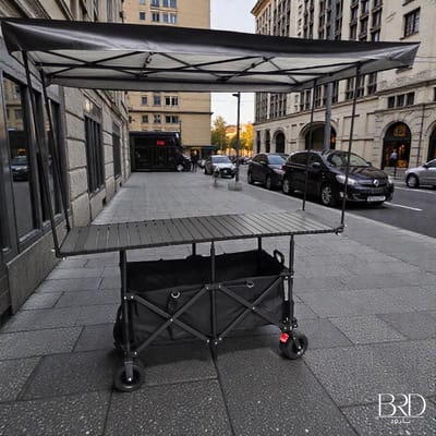 BRD Outdoor® Zwart Pop Up Verkoop Punt bolder kraam bolderkar B170xH185xD130 kraampje