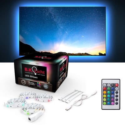 B.K.LICHT - LED Strip - 2 meter - met RGB - Auto USB - met afstandsbediening - zelfklevend - voor TV/PC - gaming accesoires