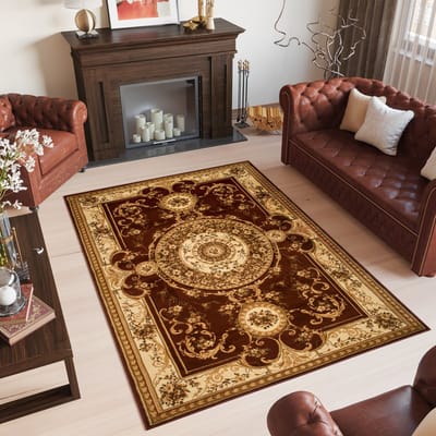 Tapiso Yesemek Vloerkleed Perzisch Oriental Bruin Tapijt Maat- 70x140