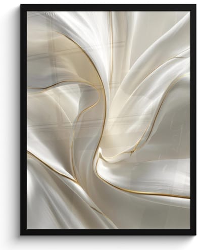 Poster in lijst - Fotolijst 60x80 cm - Posters - Stof - Plooien - Goud - Posterlijst zwart - Decoratie - Wanddecoratie woonkamer - Muurdecoratie slaapkamer