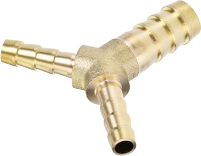 Y-Vormige 3-Weg Slangverdeler voor Water en Brandstof, Koper Slangfittingen voor Tuin en Auto, 3/8 x 1/4 x 1/4 x 1/4 x 1/4 Inch