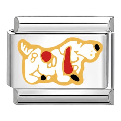 Quiges - Schakel - Bedel - 9mm - charms - Worstenhond - Geschikt voor - armband - Schakelarmband - italy bedels armband