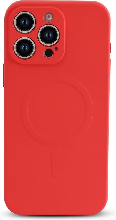 Casemania Hoesje Geschikt voor Apple iPhone 16 Pro - Rood - Liquid Siliconen Back Cover Case - met Sterke magneetring geschikt voor MagSafe - Telefoon hoes met Camera Bescherming
