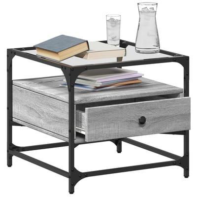 vidaXL - Salontafel - met - glazen - blad - 50x50x45 - cm - staal