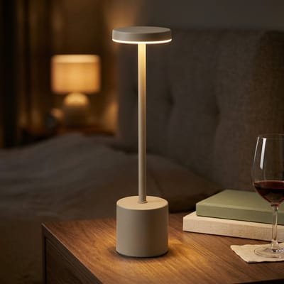 Cheqo® Tafellamp Taupe - Touchlamp - Bureaulamp - Nachtlampje - Bedlamp - Leeslamp - Sfeerlamp - LED Dimbaar - Oplaadbaar - Draadloos - USB - Sfeerverlichting - voor Slaapkamer en Woonkamer