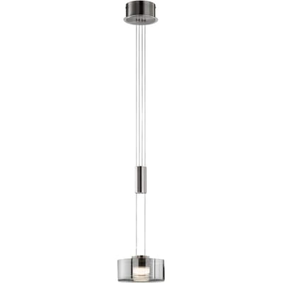 FISCHER & HONSEL LED hanglamp LAVIN, nikkel/rookkleurig, Ø 20 cm, metaal/glas dimbaar